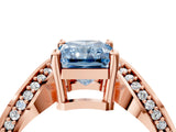 Rose gold Fancy Blue Radiant  Solitaire Diamond Engagement Ring with Pave Band and Four-Prong Setting 5