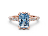 Rose gold Fancy Blue Radiant  Solitaire Diamond Engagement Ring with Pave Band and Six-Prong Setting_20