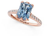 Rose gold Fancy Blue Radiant  Solitaire Diamond Engagement Ring with Pave Band and Six-Prong Setting_21