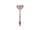 Rose gold Fancy Blue Radiant  Solitaire Diamond Engagement Ring with Pave Band and Six-Prong Setting_22