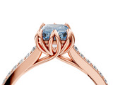 Rose gold Fancy Blue Radiant  Solitaire Diamond Engagement Ring with Pave Band and Six-Prong Setting_24