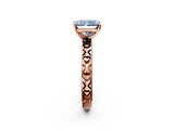 Rose gold Fancy Blue Radiant  Solitaire Diamond Engagement Ring with XO Engraved Band and Four-Prong Setting 2