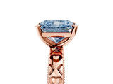 Rose gold Fancy Blue Radiant  Solitaire Diamond Engagement Ring with XO Engraved Band and Four-Prong Setting 5