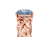 Rose gold Fancy Blue Radiant  Solitaire Diamond Leaf Vine Band with Prong Setting_50
