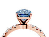 Rose gold Fancy Blue Radiant  Solitaire Diamond Pavé Band with Four-Prong Setting_46