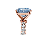 Rose gold Fancy Blue Radiant  Solitaire Diamond Pavé Band with Four-Prong Setting_47
