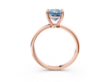 Rose gold Fancy Blue Radiant  Solitaire Diamond Ring with 4-Prong Setting on a Classic Band_6