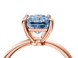Rose gold Fancy Blue Radiant  Solitaire Diamond Ring with 4-Prong Setting on a Classic Band_7