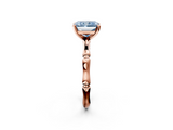 Rose gold Fancy Blue Radiant  Solitaire Diamond Ring with Bamboo Band and Four-Prong Setting_86
