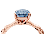Rose gold Fancy Blue Radiant  Solitaire Diamond Ring with Bamboo Band and Four-Prong Setting_88