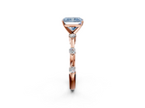Rose gold Fancy Blue Radiant  Solitaire Diamond Ring with Bezel Set Side Stones and Prong Setting_5