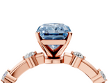 Rose gold Fancy Blue Radiant  Solitaire Diamond Ring with Bezel Set Side Stones and Prong Setting_7