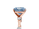 Rose gold Fancy Blue Radiant  Solitaire Diamond Ring with Bezel Set Side Stones and Prong Setting_8