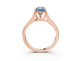 Rose gold Fancy Blue Radiant  Solitaire Diamond Ring with Cathedral Band and Four-Prong Setting_67