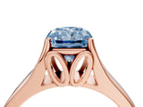Rose gold Fancy Blue Radiant  Solitaire Diamond Ring with Cathedral Band and Four-Prong Setting_68
