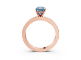 Rose gold Fancy Blue Radiant  Solitaire Diamond Ring with Channel-Set Baguette Band and Four-Prong Setting_84