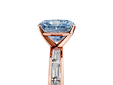 Rose gold Fancy Blue Radiant  Solitaire Diamond Ring with Channel-Set Baguette Band and Four-Prong Setting_86