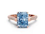 Rose gold Fancy Blue Radiant  Solitaire Diamond Ring with Channel Set Band and Bezel Prong Setting_57