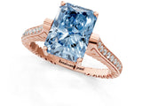 Rose gold Fancy Blue Radiant  Solitaire Diamond Ring with Channel Set Band and Bezel Prong Setting_58