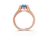 Rose gold Fancy Blue Radiant  Solitaire Diamond Ring with Channel Set Band and Bezel Prong Setting_60