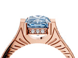 Rose gold Fancy Blue Radiant  Solitaire Diamond Ring with Channel Set Band and Bezel Prong Setting_61