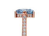 Rose gold Fancy Blue Radiant  Solitaire Diamond Ring with Channel Set Band and Bezel Prong Setting_62