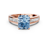Rose gold Fancy Blue Radiant  Solitaire Diamond Ring with Channel-Set Band and Four-Prong Setting_3