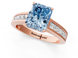 Rose gold Fancy Blue Radiant  Solitaire Diamond Ring with Channel-Set Band and Four-Prong Setting_4