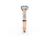 Rose gold Fancy Blue Radiant  Solitaire Diamond Ring with Channel-Set Band and Four-Prong Setting_5