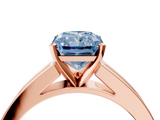 Rose gold Fancy Blue Radiant  Solitaire Diamond Ring with Channel-Set Band and Four-Prong Setting_7