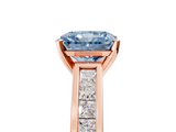 Rose gold Fancy Blue Radiant  Solitaire Diamond Ring with Channel-Set Band and Four-Prong Setting_8