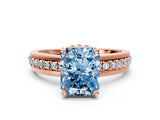 Rose gold Fancy Blue Radiant  Solitaire Diamond Ring with Channel Set Band and Six-Prong Setting_47