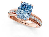 Rose gold Fancy Blue Radiant  Solitaire Diamond Ring with Channel Set Band and Six-Prong Setting_48