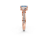 Rose gold Fancy Blue Radiant  Solitaire Diamond Ring with Channel Set Band and Six-Prong Setting_49