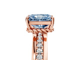 Rose gold Fancy Blue Radiant  Solitaire Diamond Ring with Channel Set Band and Six-Prong Setting_52