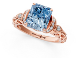 Rose gold Fancy Blue Radiant  Solitaire Diamond Ring with Filigree Band and Four-Prong Setting_29