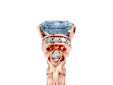 Rose gold Fancy Blue Radiant  Solitaire Diamond Ring with Filigree Band and Four-Prong Setting_33