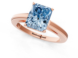 Rose gold Fancy Blue Radiant  Solitaire Diamond Ring with Four-Prong Setting and Classic Band_4