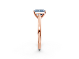 Rose gold Fancy Blue Radiant  Solitaire Diamond Ring with Four-Prong Setting and Classic Band_5
