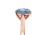 Rose gold Fancy Blue Radiant  Solitaire Diamond Ring with Four-Prong Setting and Classic Band_8