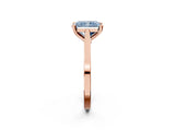 Rose gold Fancy Blue Radiant  Solitaire Diamond Ring with Four-Prong Setting and Tapered Band 3