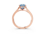 Rose gold Fancy Blue Radiant  Solitaire Diamond Ring with Four-Prong Setting and Tapered Band 4