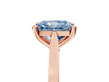 Rose gold Fancy Blue Radiant  Solitaire Diamond Ring with Four-Prong Setting and Tapered Band