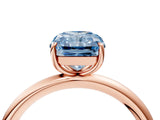 Rose gold Fancy Blue Radiant  Solitaire Diamond Ring with Four-Prong Setting on a Plain Band_24