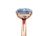 Rose gold Fancy Blue Radiant  Solitaire Diamond Ring with Four-Prong Setting on a Plain Band_25