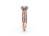 Rose gold Fancy Blue Radiant  Solitaire Diamond Ring with Milgrain Pavé Band and Four-Prong Setting_38