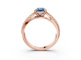 Rose gold Fancy Blue Radiant  Solitaire Diamond Ring with Milgrain Pavé Band and Four-Prong Setting_39