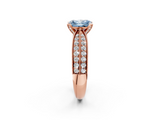 Rose gold Fancy Blue Radiant  Solitaire Diamond Ring with Milgrain Pavé Band and Four-Prong Setting_55