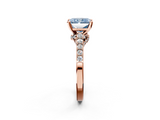 Rose gold Fancy Blue Radiant  Solitaire Diamond Ring with Pavé Band and Four-Prong Setting_82