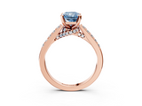 Rose gold Fancy Blue Radiant  Solitaire Diamond Ring with Pavé Band and Four-Prong Setting_83